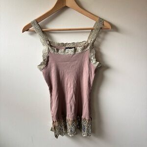 Y2K Licorice Cotton Lace Tank Top